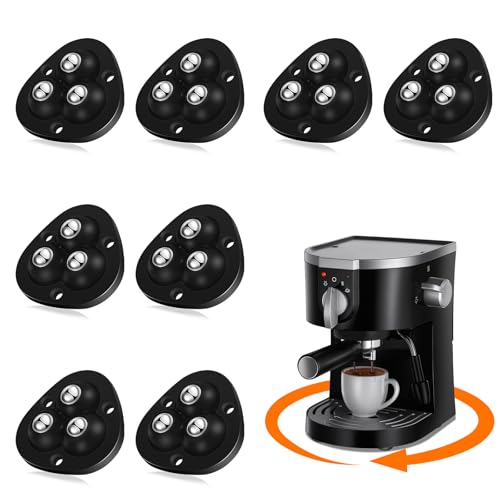 Selbstklebende Lenkrollen, 360° schwenkbares Universal-Lenkrad, Mini-Rollenkugellager für kleine Küchengeräte, Aufbewahrungsbox, Mülleimer DIY (mit 3 Kugellagern, schwarz, 8 PCS) von TRVL FIELDER