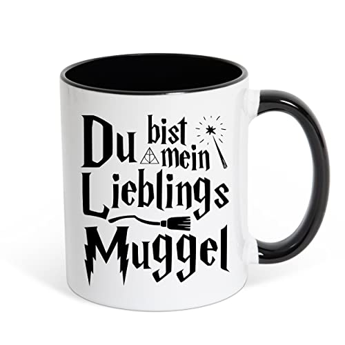 TRVPPY Tasse Du Bist Mein Lieblings Muggel Weiß-Schwarze Kaffeetasse Geschenk, Keramik mit Zauber Motiv von TRVPPY