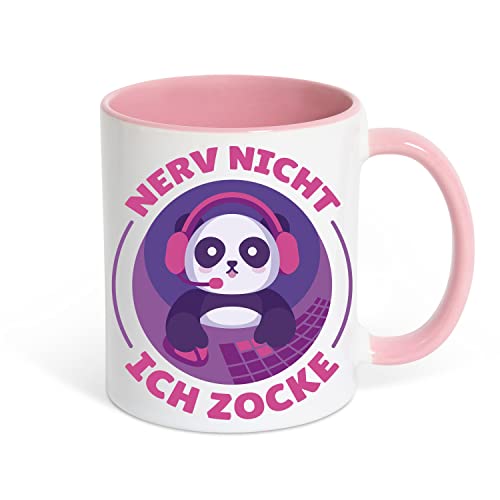 TRVPPY Tasse Nerv Nicht Ich Zocke Weiß-Rosane Kaffeetasse Geschenk, Keramik mit Gaming Motiv von TRVPPY