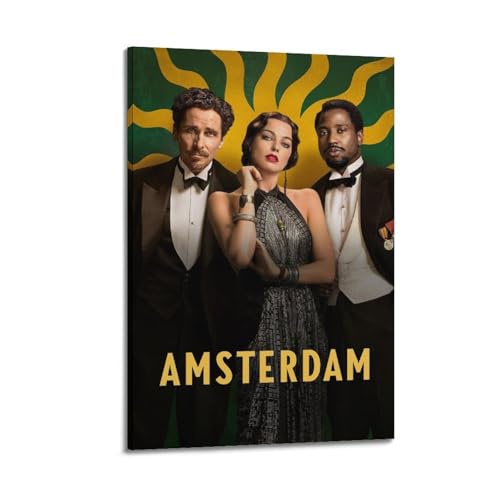 TRWQEVQWEG Amsterdam Poster auf Leinwand, Wandkunstdruck, ästhetisches Poster, moderne Kunst, Gemälde für Wohnzimmer, 40 x 60 cm, Rahmenstil von TRWQEVQWEG
