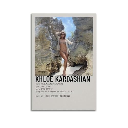 TRWQEVQWEG Khloe Kardashian Poster auf Leinwand, Wandkunstdruck, ästhetisches Poster, moderne Kunst, Gemälde für Wohnzimmer, 60 x 90 cm, ungerahmter Stil von TRWQEVQWEG