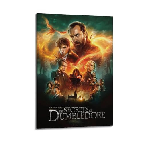 TRWQEVQWEG Poster auf Leinwand, Motiv: Phantastische Tierwesen, The Secrets of Dumbledore, Wandkunstdruck, ästhetisches Poster, moderne Kunst, Gemälde für Wohnzimmer, 40 x 60 cm, Rahmenstil von TRWQEVQWEG