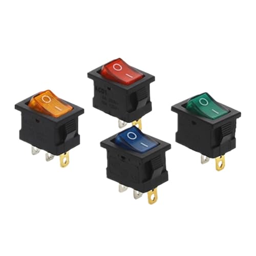 1 Stück KCD1 Schalter 3 Pin Auto Wippschalter 220V Rot Gelb Grün Blau Bester Preis(Waterproof cap) von TRWUQHGD