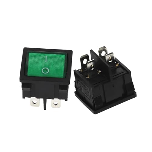 1 Stück KCD5 Wippschalter 4 6-polig 2-stufig 6A 250V AUS-EIN Mehrfarbiges Multifunktions-Elektrozubehör mit Licht(Green 4Pin) von TRWUQHGD