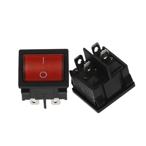 1 Stück KCD5 Wippschalter 4 6-polig 2-stufig 6A 250V AUS-EIN Mehrfarbiges Multifunktions-Elektrozubehör mit Licht(Red 4Pin) von TRWUQHGD