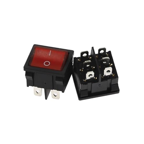 1 Stück KCD5 Wippschalter 4 6-polig 2-stufig 6A 250V AUS-EIN Mehrfarbiges Multifunktions-Elektrozubehör mit Licht(Red 6Pin) von TRWUQHGD