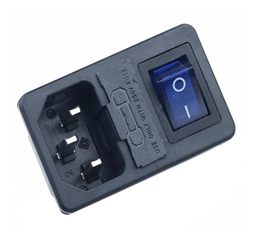 1 Stück mit 10A-Sicherung! Wippschalter mit Sicherung IEC320 C14-Eingangssteckdose, Sicherungsschalteranschluss(1PCS blue,4PIN) von TRWUQHGD