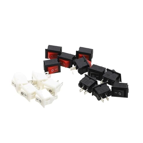 15 Stück Mini-Wippschalter SPST-Schnappschalterknopf AC 250 V 3 A / 125 V 6 A 2-poliger I/O 10 * 15 mm Schalterwippe(Mixed) von TRWUQHGD
