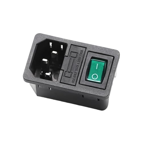 1PCS 10A 250VAC 3-pin iec320 C14 eingehende linie stecker steckdose mit licht rocker schalter 10A sicherung halter buchse stecker(Green) von TRWUQHGD