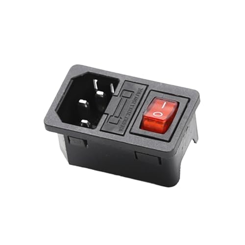 1PCS 10A 250VAC 3-pin iec320 C14 eingehende linie stecker steckdose mit licht rocker schalter 10A sicherung halter buchse stecker(Red) von TRWUQHGD