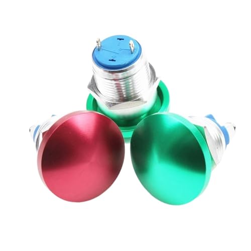 1PCS 16mm Metall Wasserdichte Legierung Taste Schalter Momentary 1NO Taste Schraube Terminal Schraube Taste(Green,Pin Terminal) von TRWUQHGD