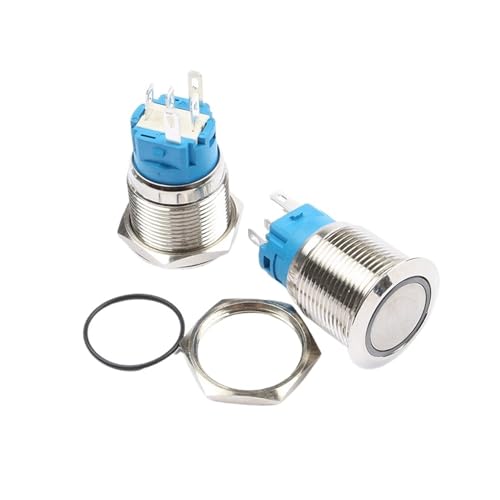 1PCS 19mm wasserdicht sofort verriegelung edelstahl metall türklingel glocke hupe taste schalter LED auto motor computer(GREEN_LATCHING_12V) von TRWUQHGD