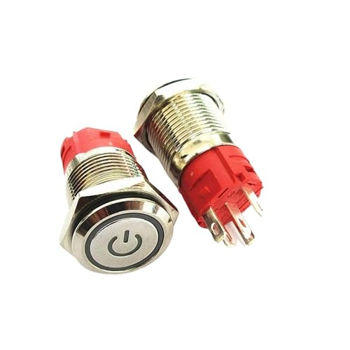 1PCS JYL165A 16mm metall taste netzteil selbst-reset LED licht schalter selbstsichernde runde wasserdichte punkt schalter 9V-24V 5A(Lock Green Sign 1PC) von TRWUQHGD