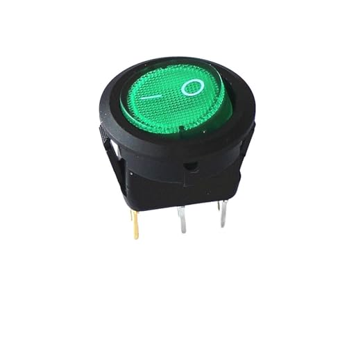 Runder grüner Wippschalter mit Licht, 6 A, 3 Fuß, 20 mm Durchmesser, kleiner Lichtschalter, 2 Stück/Los von TRWUQHGD