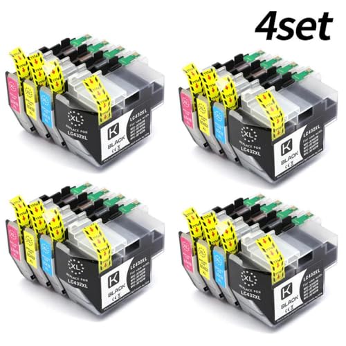 TReCVd Kompatibel mit MFC-J5340DW J5740DW J6540DW J6940DW J6740DW LC432 LC432XL 1~5Set Universal Fit Ink Patrone für Druckermodelle für Druckermodelle(LC432XL-4set) von TReCVd