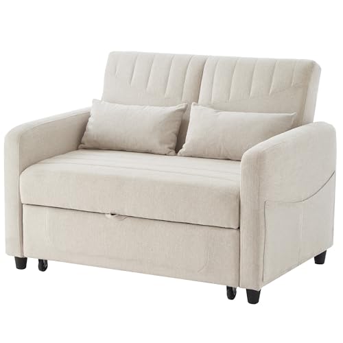 TRgqify-KM Schlafsofa mit Schlaffunktion Verstellbare Rückenlehne Ausziehbares Design Hochdichter Schaumstoff Wohnzimmersofa Relaxsessel Moderner Stil Ideal for kleine Räume von TRgqify-KM