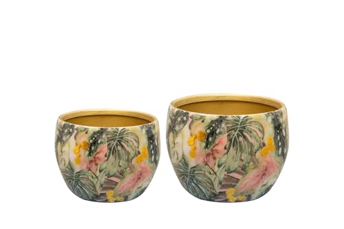 TS Collection - Blumentopf Monstera Mystery - Mini Set Van 2 - Metall & Epoxy - Exklusive Haushaltswaren für den Innenbereich - Handgefertigt - Einzigartiger Druck - Designed by Lammie von TS Collection