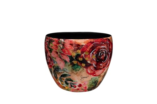 TS Collection - Blumentopf Rose Rouge - 21x16 - Metall & Epoxy - Exklusive Haushaltswaren für den Innenbereich - Handgefertigt - Einzigartiger Druck - Designed by Lammie von TS Collection
