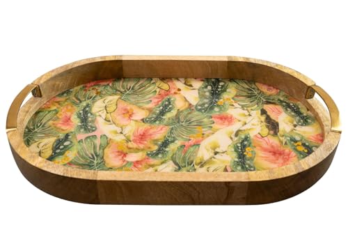 TS Collection - Tablett Monstera mystery - 40x26x4 - Metall & Epoxy - Exklusive Haushaltswaren für den Innenbereich - Handgefertigt - Einzigartiger Druck - Designed by Lammie von TS Collection