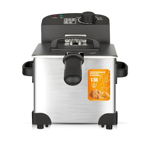 1,5 L Elektrische Fritteuse For Den Privaten Und Gewerblichen Gebrauch – Perfekt For Pommes, Hühnchen, Donuts – Kompakte Ölfritteuse Mit Temperaturregelung von TS TAC-SKY