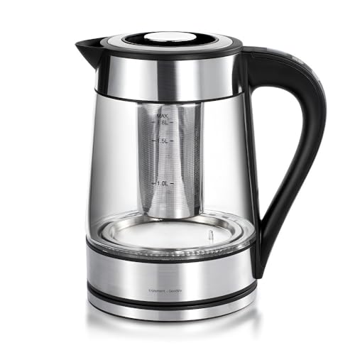 1,8-Liter-Wasserkocher Mit Automatischer Abschaltung, Borosilikatglas, LED-Temperaturregelung Und Filter von TS TAC-SKY