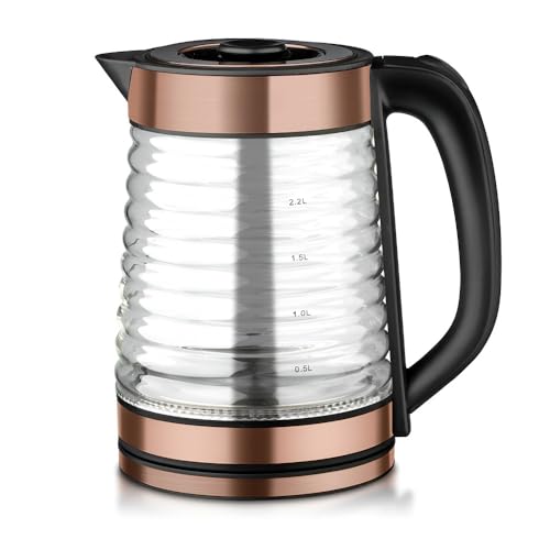 2,2 L Wasserkocher Aus Transparentem Glas Mit Automatischer Abschaltung, Überhitzungsschutz Und Mehreren Funktionen 2,2 L Wasserkocher Aus Transparentem Glas Mit Automatischer Abschaltung, Überhitzungsschutz Und Mehreren Funktionen von TS TAC-SKY