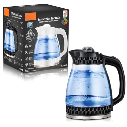 2 L Wasserkocher Aus Transparentem Glas – Automatisch, Multifunktional Und Mit Überhitzungsschutz(Black) von TS TAC-SKY