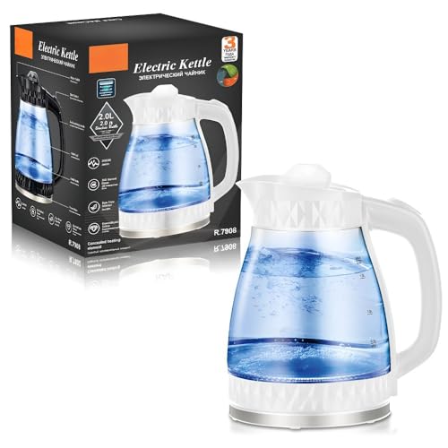 2 L Wasserkocher Aus Transparentem Glas – Automatisch, Multifunktional Und Mit Überhitzungsschutz(White) von TS TAC-SKY