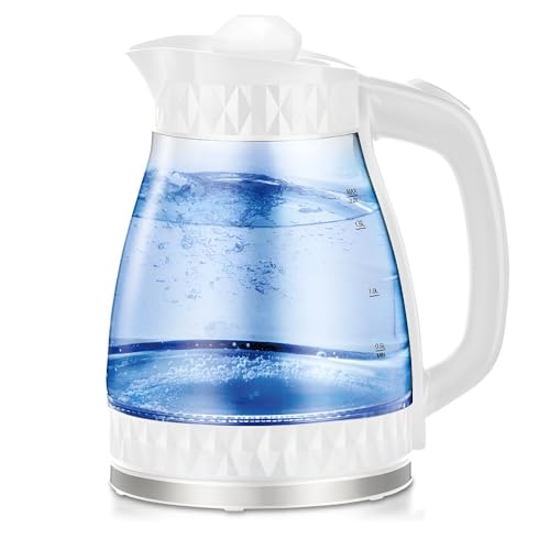 2L Transparenter Glas-Wasserkocher, Automatischer Multifunktions-Wasserkocher Mit Überhitzungsschutz(White) von TS TAC-SKY