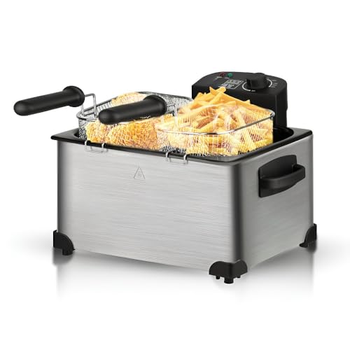 Elektrische Fritteuse Mit Zwei Töpfen For Zuhause – Fritteuse In Handelsqualität For Pommes Frites, Brathähnchen Und Streetfood – Temperaturregelung Und Ölfiltration von TS TAC-SKY