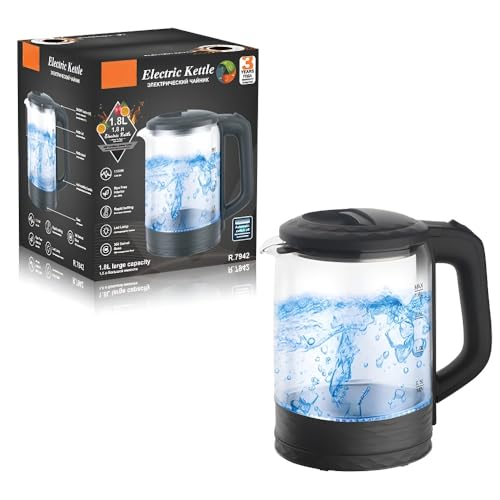 Hochwertiger 1,8-l-Wasserkocher Aus Transparentem Glas Mit Automatischer Abschaltung, Multifunktion Und Überhitzungsschutz von TS TAC-SKY