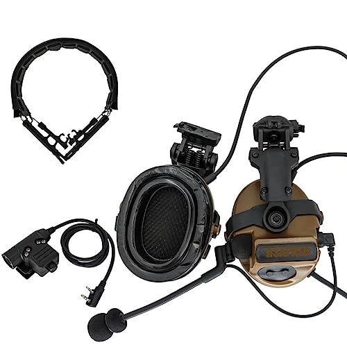 TS TAC-SKY C III Militär Pickup Lärm Taktische Headset Reduktion ARC Helm Rail Adapter Mit Headset Ersatz Kopfband Und U94 Ptt (Color : CB) von TS TAC-SKY