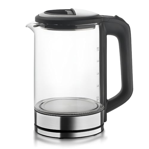 Wasserkocher Aus Transparentem Glas, 2,5 L | Multifunktions-Heißwasserkessel Mit Großem Fassungsvermögen Und Überhitzungsschutz von TS TAC-SKY