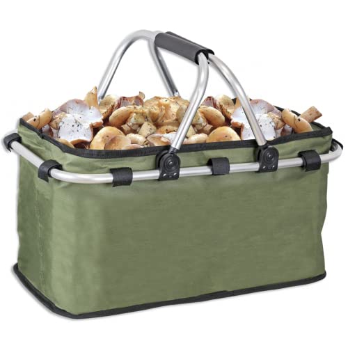 Faltbarer Korb aus Aluminium und Stoff, zum Sammeln von Obst, Gemüse oder Pilzen, ideal für Gemüsegärten, für Spaziergänge auf dem Land. Bewahren Sie immer einen in Ihrem Kofferraum oder Ihrem von TS Tactical Store