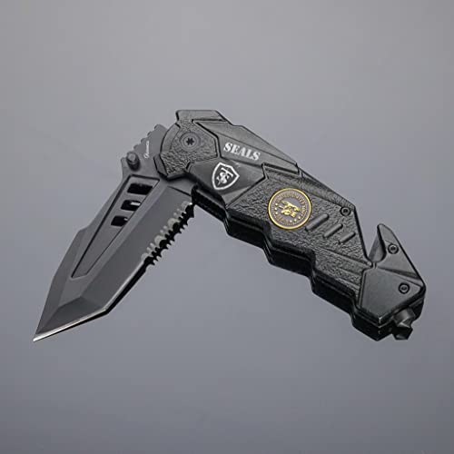 SEALS Taschenmesser mit Öffnungshilfe | Edelstahlklinge 8,5cm | Klappmesser 18128A von TS Tactical Store
