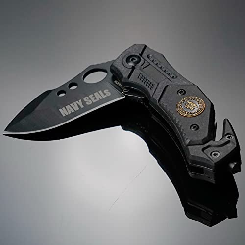 TS-Messer | MINI NAVY SEALS Folding Knife Assisted Taschenmesser für Damen und Herren | 6cm Edelstahlklinge | Überlebensmesser, zum Angeln, Wandern, Camping von TS Tactical Store