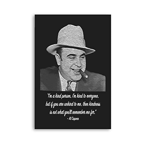 TSALF Bilder Wohnzimmer Modern Kein Rahmen Leinwanddruck Schwarz-Weiß-Poster Al Capone-Leinwandposter 60x90cm von TSALF