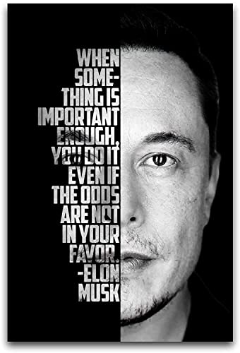 TSALF Foto Auf Leinwand Kein Rahmen Unternehmer zitiert Elon Musk dekorative Wohnzimmerplakate 60x90cm von TSALF