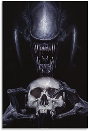 TSALF Kunstdruck Poster Kein Rahmen Leinwandbild Alien with A Skull Poster Wohnzimmer und Wandbilder modernes Zuhause Wohnzimmer Schlafzimmer 60x90cm von TSALF