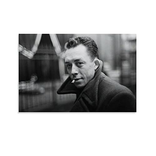 TSALF Leinwand Wandkunst Malerei Kein Rahmen Französischer Philosoph Albert Camus Schwarz-Weiß-Promis Rauchende Kunst Poster und Wandkunst Bilderdruck Modernes Familienzimmer-Dekor 50x70cm von TSALF
