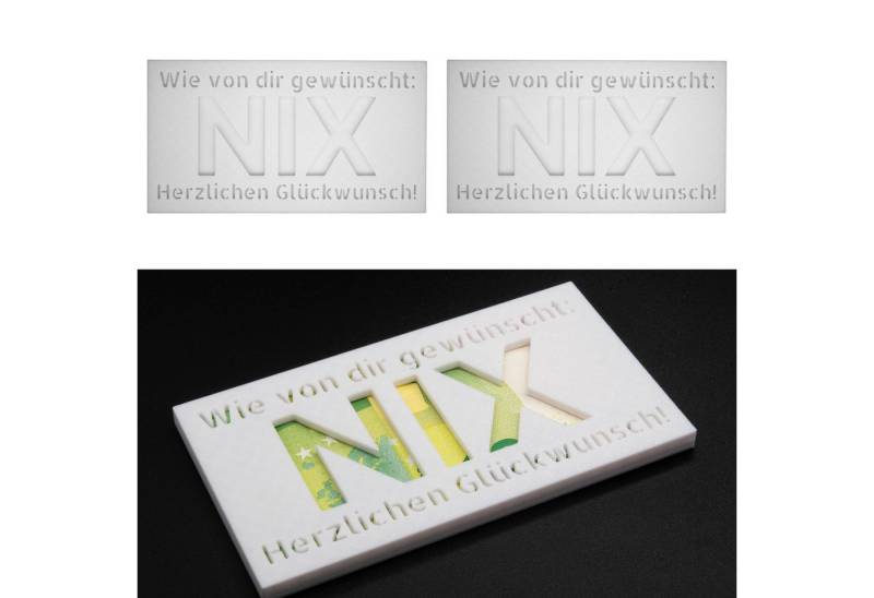 TSB Werk Geschenkbox 2x Geldgeschenk NIX Nichts Geschenkidee Geschenk, Geburtstag, Geldscheingeschenk von TSB Werk