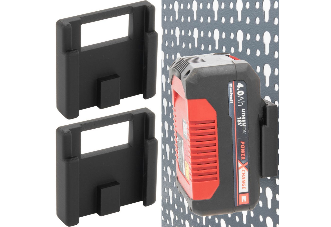 TSB Werk Werkzeughalter Akku Halter für Einhell Power-X-Charge für Küpper, 2-tlg., Lochwand, Halterung, 18V, Akkus von TSB Werk