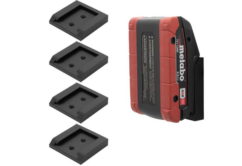 TSB Werk Werkzeughalter Akku Halter für metabo Halterung Akkuhalter, 4-tlg., Wandhalter, Wandhalterung, 18V / 14,4V von TSB Werk