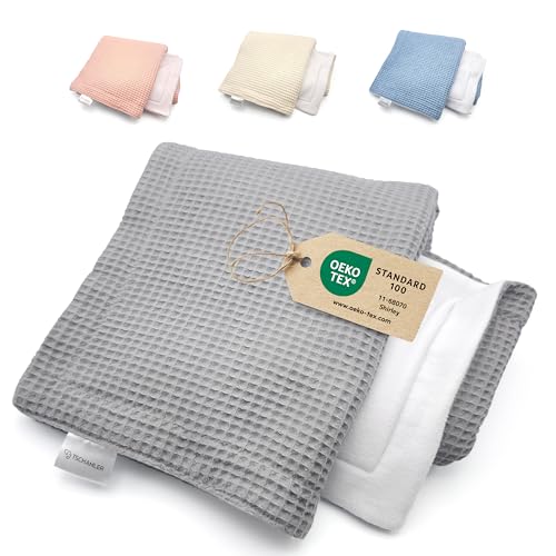 TSCHAMLER® Babydecke 80x100 cm – kuschelig & wärmend aus Fleece und Waffelpique, Oeko-TEX® geprüft, Baby Decke in hochwertige Geschenkverpackung, Baby Blanket Newborn – Grau von TSCHAMLER
