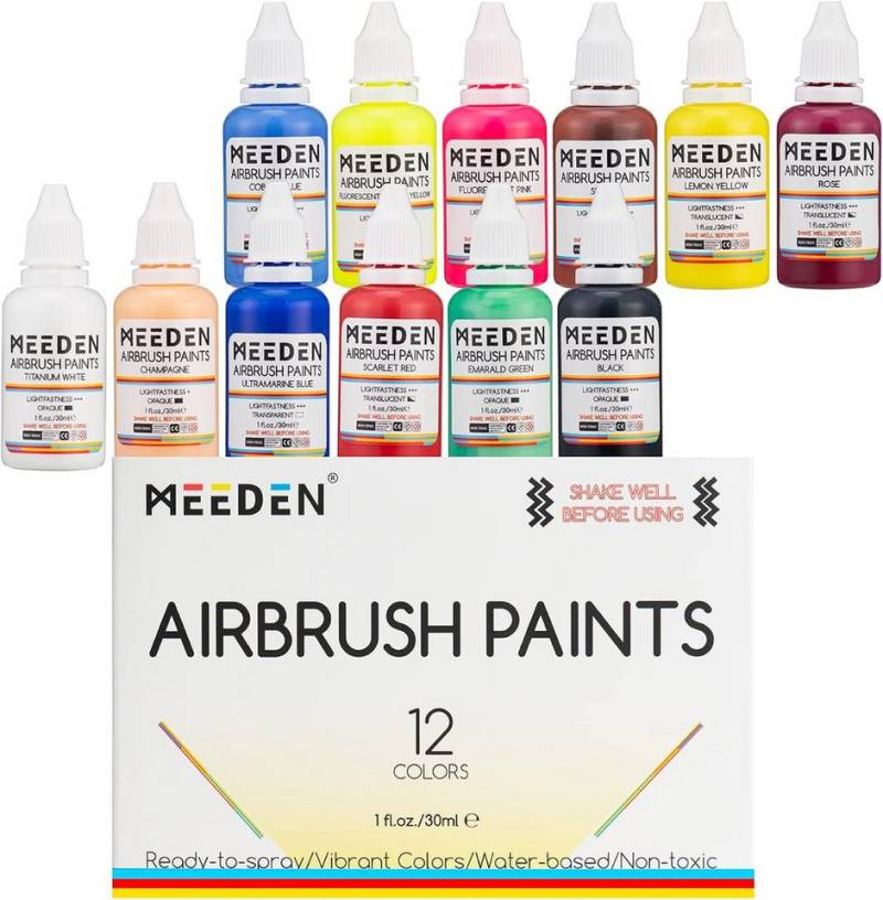 TSE Acrylfarbe MEEDEN Airbrush Farben 12er/ 24er/ 60er Set – Perfekte Farben von TSE