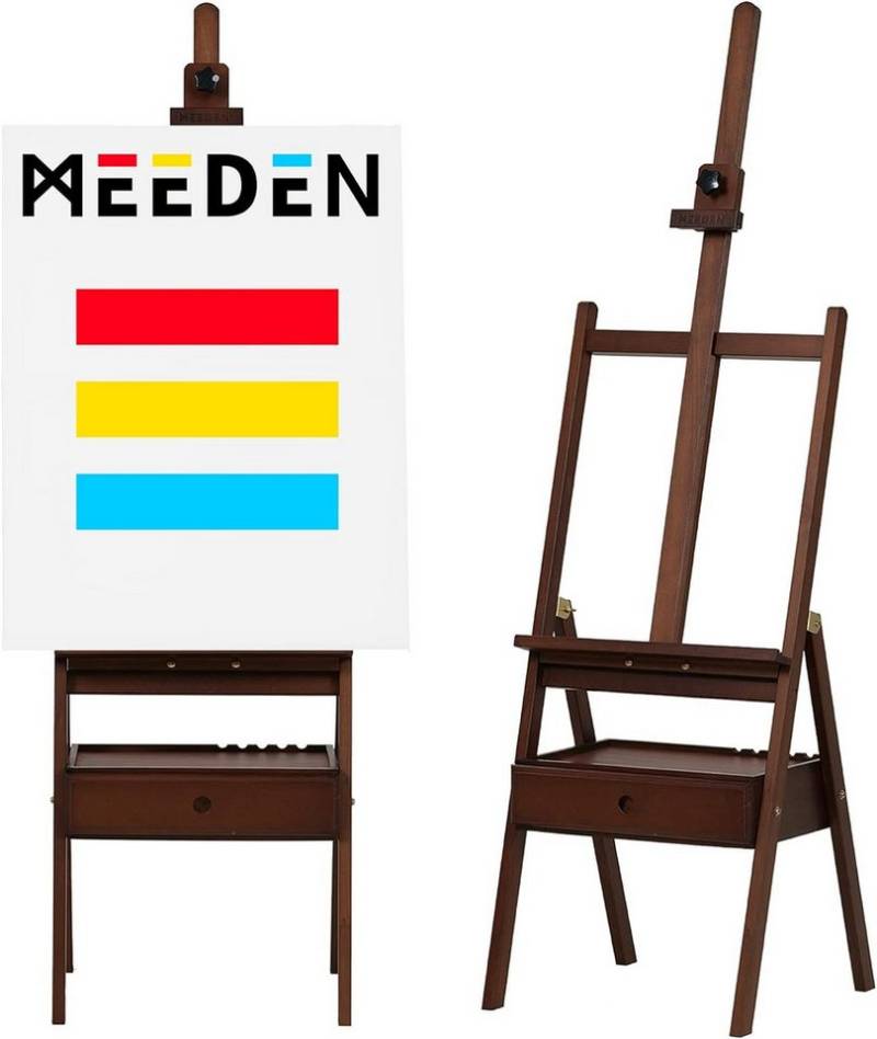 TSE Atelierstaffelei MEEDEN ES-6039 Tischstaffelei Buchenholz mit Stauraum Verstellbar von TSE