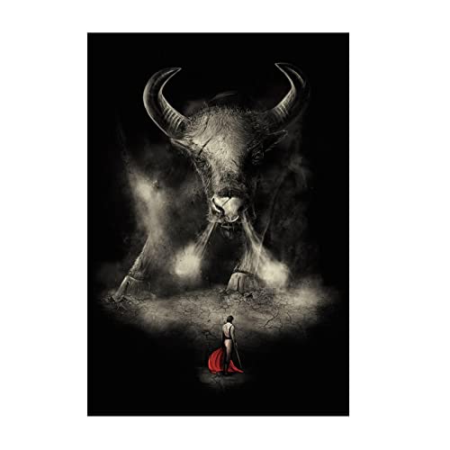 TSHAOSHUNHT Leinwand Malerei Spanischer Stierkampf Poster Leinwand Wandkunst Druck Stier Tier Bild Wohnzimmer Wanddekoration 40x60cmx1 Stück rahmenlos von TSHAOSHUNHT