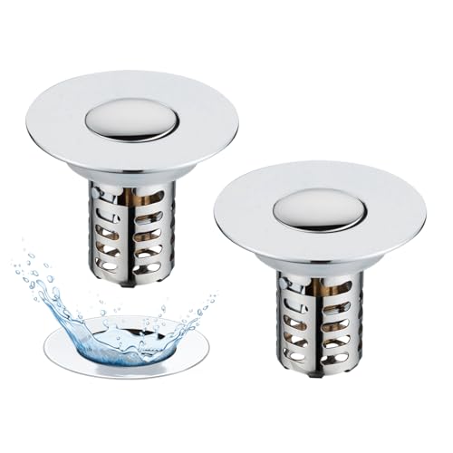 2pcs Abflusssieb Waschbecken, Pop Up 3 in 1 Abflussstopfen mit Sieb und Abnehmbarem Edelstahl Filterkorb Stöpsel Waschbecken, Waschbeckenstöpsel für 28–58 mm Waschbecken, Messing Kugelkern, Chrom 2pcs Abflusssieb Waschbecken, Pop Up 3 in 1 Abflussstopfen mit Sieb und Abnehmbarem Edelstahl Filterkorb Stöpsel Waschbecken, Waschbeckenstöpsel für 28–58 mm Waschbecken, Messing Kugelkern, Chrom von TSJLIKI