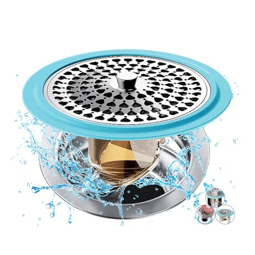 Abflusssieb Dusche, Abflusssieb Silikon und Edelstahl Haarsieb Badewanne Abflussabdeckung, Abflusssieb Haarfänger Dusche für Badezimmer Badewanne und Küche von TSJLIKI