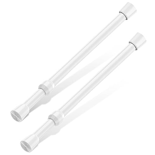 TSKDKIT 2 PCS Gardinenstange Ausziehbar, Vorhangstange ohne bohren, Verstellbare Teleskopstange Klemmstange zum Ausziehen durch Drehen für Schrank, Fenster, Küche, Store, DIY-Projekte(50-90cm, Weiß) von TSKDKIT